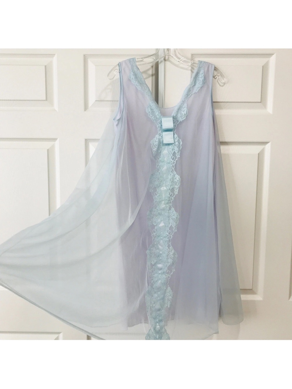 Vintage 1970's Sears Chiffon Babydoll Nightgown Dress Two Tone Over Nylon 32-34
